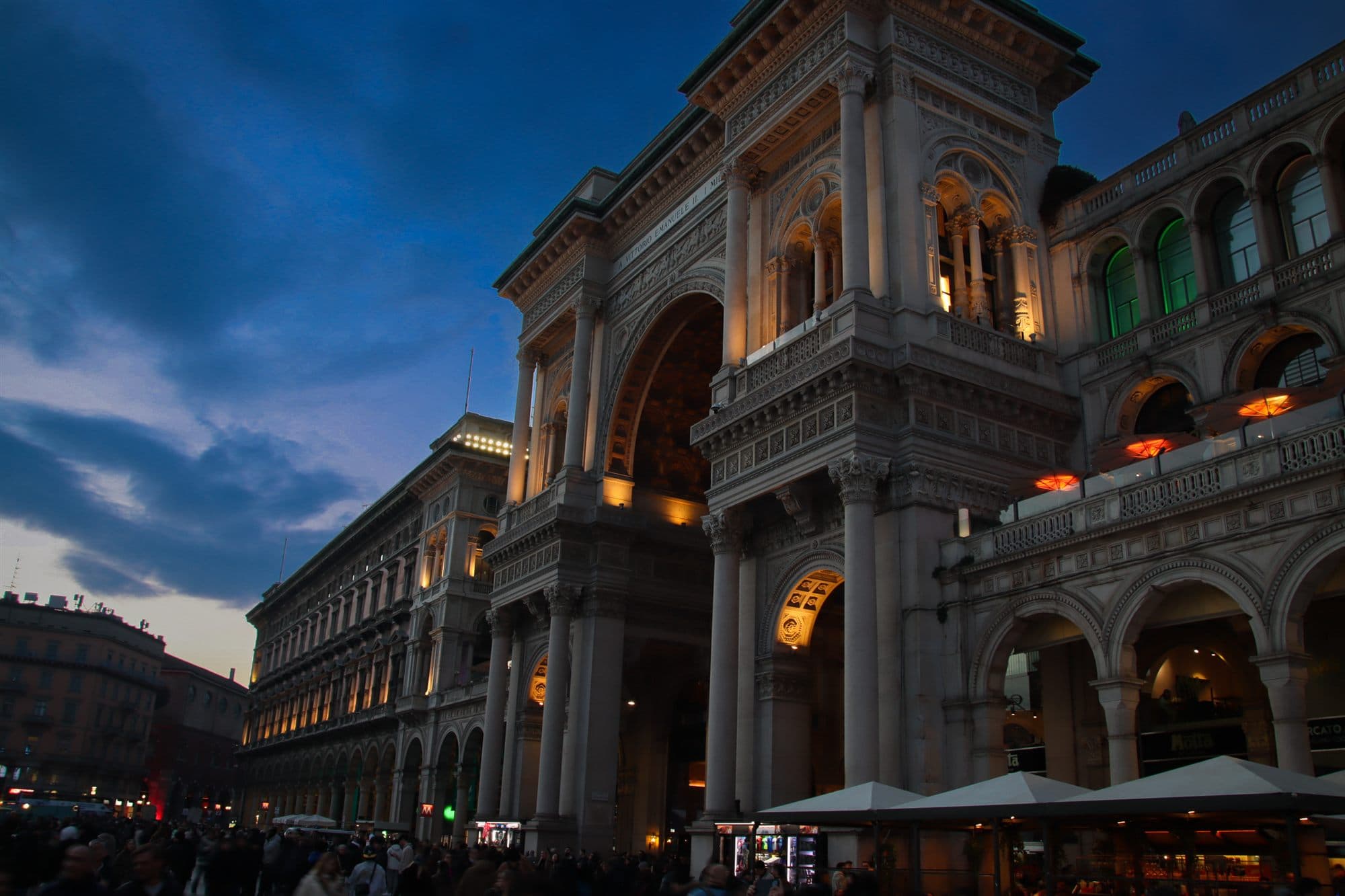 The Galleria in Milan at dusk